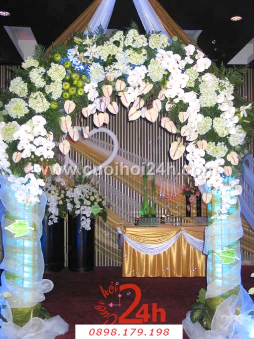 Dịch vụ cưới hỏi 24h trọn vẹn ngày vui chuyên trang trí nhà đám cưới hỏi và nhà hàng tiệc cưới | Cổng hoa tươi
